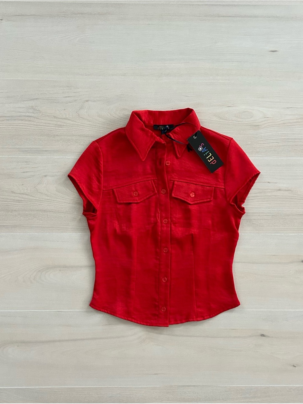 new with tags red delia’s button up blouse